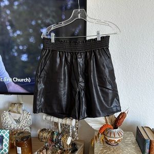 Black Genuine Leather Shorts